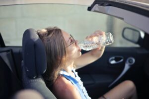 Drinking water in hot car